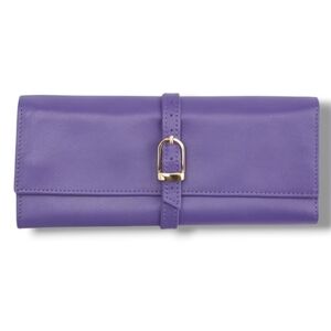 NWOT ROYCE New York Purple Suede Lined Leather Jewelry Roll